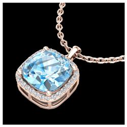 6 ctw Sky Blue Topaz & VS/SI Diamond Necklace 14K Rose Gold - REF-45F3N - SKU:23089
