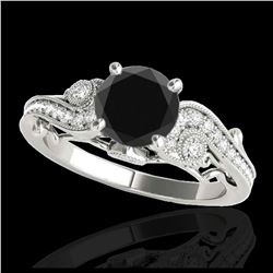 1.50 ctw VS Black Diamond Solitaire Ring 10K White Gold - REF-44N6A - SKU:34804