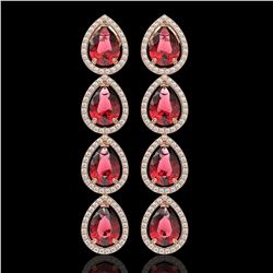 10.48 ctw Tourmaline & Diamond Halo Earrings 10K Rose Gold - REF-281N8A - SKU:41301