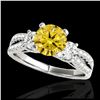 Image 1 : 1.50 ctw SI/I Fancy Intense Yellow Diamond 3 Stone Ring 10K White Gold - REF-204Y5X - SKU:35410