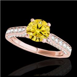 1.60 ctw SI/I Fancy Intense Yellow Diamond Ring 10K Rose Gold - REF-197H7M - SKU:34924