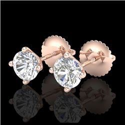 1.01 ctw VS/SI Diamond Solitaire Art Deco Stud Earrings 18K Rose Gold - REF-180X2R - SKU:37299