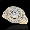 Image 1 : 1.75 ctw H-SI/I Diamond Solitaire Halo Ring 10K Yellow Gold - REF-177X3R - SKU:34285