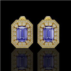 11.25 ctw Tanzanite & Diamond Earrings 14K Yellow Gold - REF-455X8R - SKU:43423