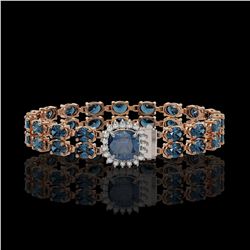 17.87 ctw London Topaz & Diamond Bracelet 14K Rose Gold - REF-186X9R - SKU:45630