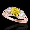 Image 1 : 1.70 ctw SI Intense Yellow Diamond 3 Stone Ring 10K Rose Gold - REF-252R3K - SKU:35348