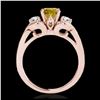 Image 2 : 1.70 ctw SI Intense Yellow Diamond 3 Stone Ring 10K Rose Gold - REF-252R3K - SKU:35348