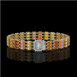 29.17 ctw Sapphire & Diamond Bracelet 14K Yellow Gold - REF-331R3K - SKU:45985