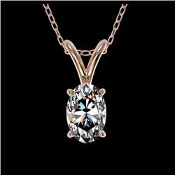 0.50 ctw VS/SI Oval Diamond Necklace 10K Rose Gold - REF-79F5N - SKU:33164