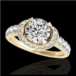 1.75 ctw H-SI/I Diamond Solitaire Halo Ring 10K Yellow Gold - REF-135Y2X - SKU:34452