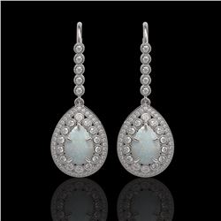 8.29 ctw Opal & Diamond Earrings 14K White Gold - REF-268V9Y - SKU:43163