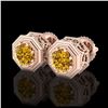 Image 1 : 1.07 ctw Intense Fancy Yellow Diamond Art Deco Earrings 18K Rose Gold - REF-172R7K - SKU:37939