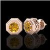 Image 2 : 1.07 ctw Intense Fancy Yellow Diamond Art Deco Earrings 18K Rose Gold - REF-172R7K - SKU:37939