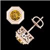Image 3 : 1.07 ctw Intense Fancy Yellow Diamond Art Deco Earrings 18K Rose Gold - REF-172R7K - SKU:37939