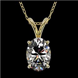 1 ctw VS/SI Oval Diamond Necklace 10K Yellow Gold - REF-292N5A - SKU:33194