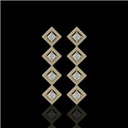 4.01 ctw Princess Diamond Earrings 18K Yellow Gold - REF-346A3V - SKU:42973