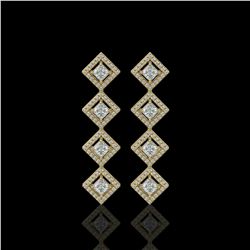 4.01 ctw Princess Diamond Earrings 18K Yellow Gold - REF-346A3V - SKU:42973