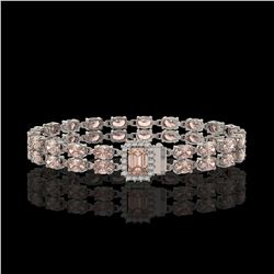 16.35 ctw Morganite & Diamond Bracelet 14K White Gold - REF-239H6M - SKU:45719