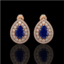 9.74 ctw Sapphire & Diamond Earrings 14K Rose Gold - REF-247H5M - SKU:43179