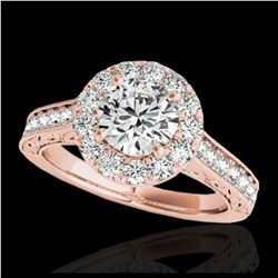 1.70 ctw H-SI/I Diamond Solitaire Halo Ring 10K Rose Gold - REF-218R2K - SKU:33725