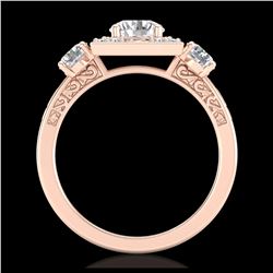 1.55 ctw VS/SI Diamond Solitaire Art Deco 3 Stone Ring 18K Rose Gold - REF-263Y6X - SKU:37275