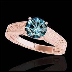 1 ctw SI Fancy Blue Diamond Solitaire Ring 10K Rose Gold - REF-114W5H - SKU:35188