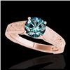 Image 1 : 1 ctw SI Fancy Blue Diamond Solitaire Ring 10K Rose Gold - REF-114W5H - SKU:35188