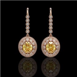 7.65 ctw Canary Citrine & Diamond Earrings 14K Rose Gold - REF-216A9V - SKU:43617