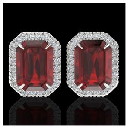 12 ctw Garnet And VS/SI Diamond Earrings 18K White Gold - REF-83R6K - SKU:21227
