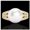 Image 1 : 0.30 ctw VS/SI Diamond & Pearl Ring 18K Yellow Gold - REF-50Y7X - SKU:22631
