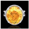 Image 1 : 10 ctw Citrine & VS/SI Diamond Ring 18K White Gold - REF-80W2H - SKU:20958