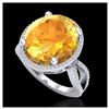 Image 2 : 10 ctw Citrine & VS/SI Diamond Ring 18K White Gold - REF-80W2H - SKU:20958