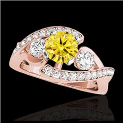 1.76 ctw SI Intense Yellow Diamond Bypass Ring 10K Rose Gold - REF-216M8F - SKU:35044