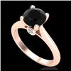 Image 1 : 1.60 ctw Fancy Black Diamond Art Deco Ring 18K Rose Gold - REF-100M2F - SKU:38214