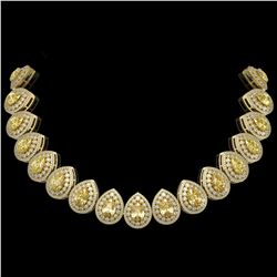 103.62 ctw Canary Citrine & Diamond Necklace 14K Yellow Gold - REF-3002W4H - SKU:43243