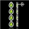 Image 2 : 8.4 ctw Peridot & Diamond Halo Earrings 10K White Gold - REF-172R2K - SKU:41309