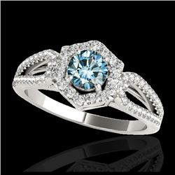 1.43 ctw SI Fancy Blue Diamond Halo Ring 10K White Gold - REF-132N3A - SKU:34021