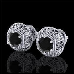 1.31 ctw Fancy Black Diamond Art Deco Stud Earrings 18K White Gold - REF-81Y8X - SKU:37555