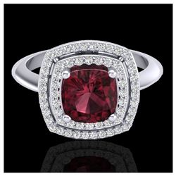 2.27 ctw Garnet & VS/SI Diamond Ring 18K White Gold - REF-65N3A - SKU:20762