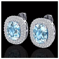 6 ctw Sky Blue Topaz & VS/SI Diamond Earrings 10K White Gold - REF-95A3V - SKU:20112