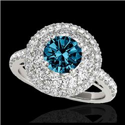 2.09 ctw SI Fancy Blue Diamond Halo Ring 10K White Gold - REF-165Y2X - SKU:33693