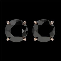 2.09 ctw Fancy Black Diamond Solitaire Stud Earrings 10K Rose Gold - REF-58F5N - SKU:36647