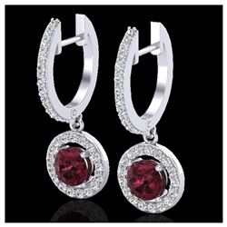 1.75 ctw Garnet & VS/SI Diamond Earrings 18K White Gold - REF-82N7A - SKU:23256