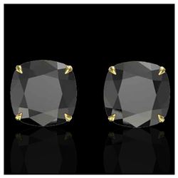 12 ctw Cushion Black VS/SI Diamond Earrings 18K Yellow Gold - REF-290H9M - SKU:21776