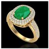 Image 2 : 3.50 ctw Emerald & VS/SI Diamond Ring 18K Yellow Gold - REF-143M6F - SKU:20718