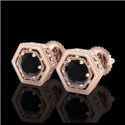 1.07 ctw Fancy Black Diamond Art Deco Stud Earrings 18K Rose Gold - REF-73H3M - SKU:37507