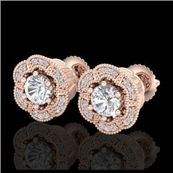 1.51 ctw VS/SI Diamond Solitaire Art Deco Stud Earrings 18K Rose Gold - REF-263N6A - SKU:37107