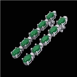 12.36 ctw Emerald & VS/SI Diamond Tennis Earrings 10K White Gold - REF-93A3V - SKU:29394