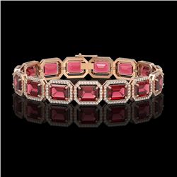 36.51 ctw Tourmaline & Diamond Halo Bracelet 10K Rose Gold - REF-1181R8K - SKU:41541