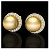 Image 1 : 0.50 ctw Diamond & Golden Pearl Earrings 18K Yellow Gold - REF-61W3H - SKU:21495
